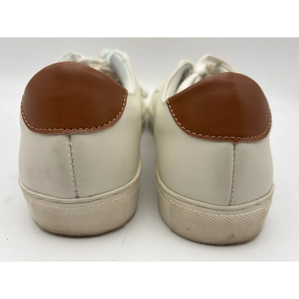Steve Madden Finneas Men's Leather Sneakers Size 7.5 White Cream Brown Low Top